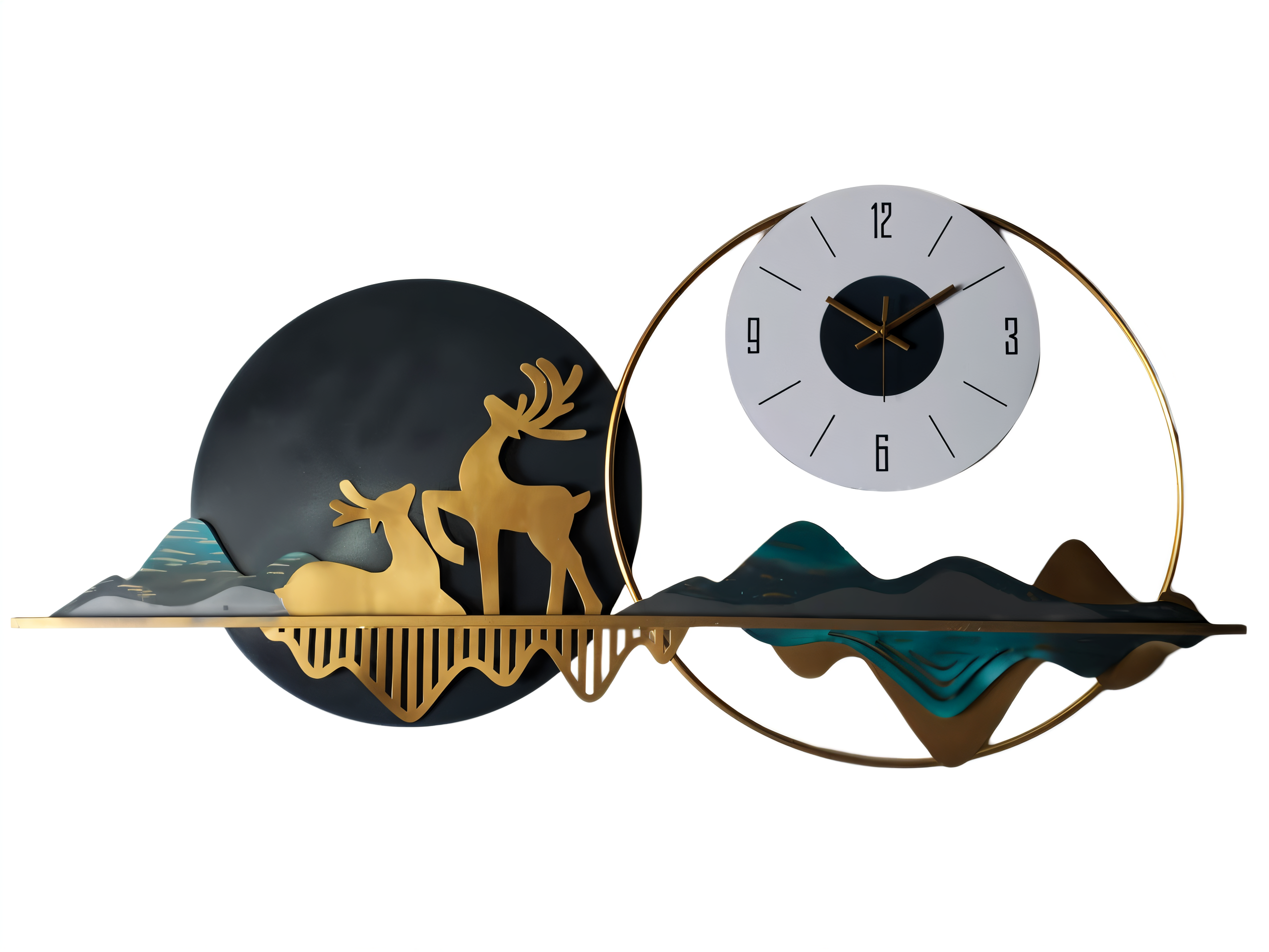 Salvus APP SOLUTIONS Luxury Deer and Mountain Scene Wall Clock (44 Inch)