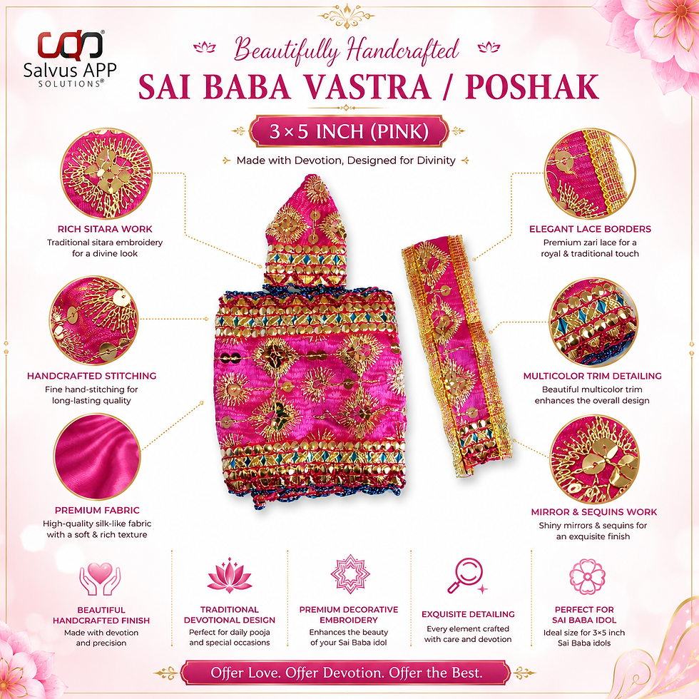 Thumbnail: Salvus App SOLUTIONS Sitara Work Sai Baba Small Size Poshak (3x5 inch) (Pink)