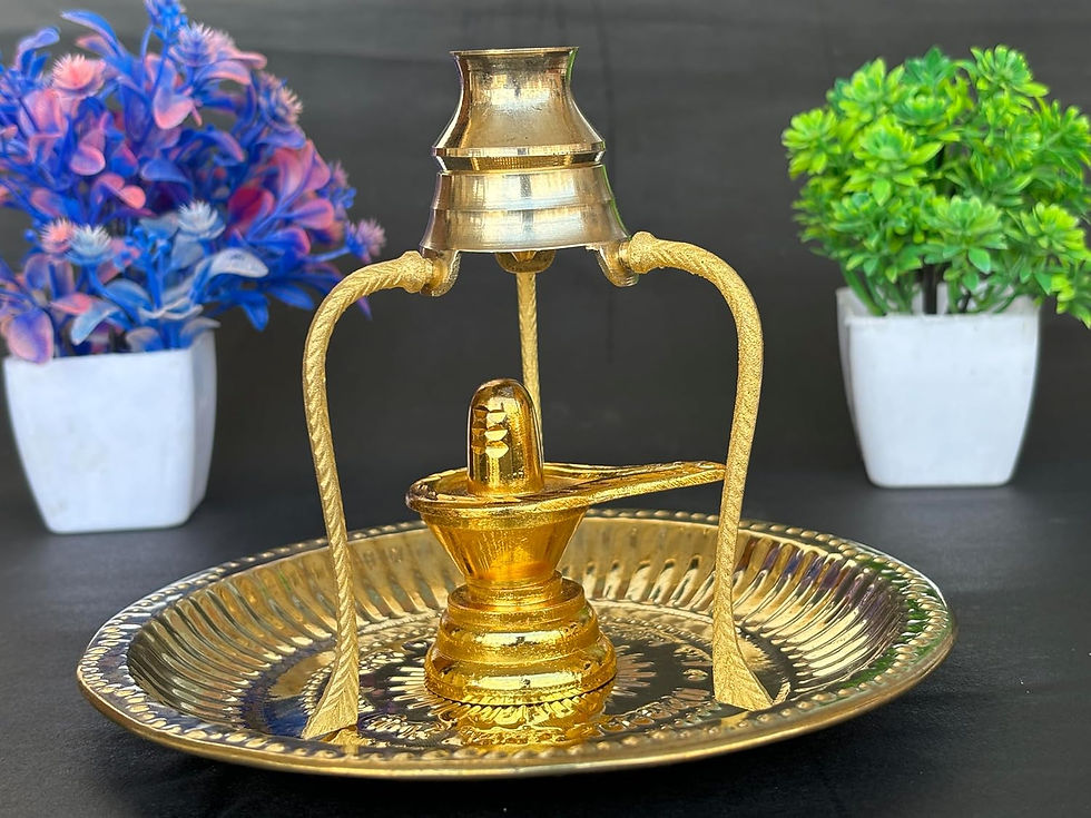 Thumbnail: Salvus APP SOLUTIONS Shivling, Abhishek Stand Kalash on Plate (Golden_7 Inch)
