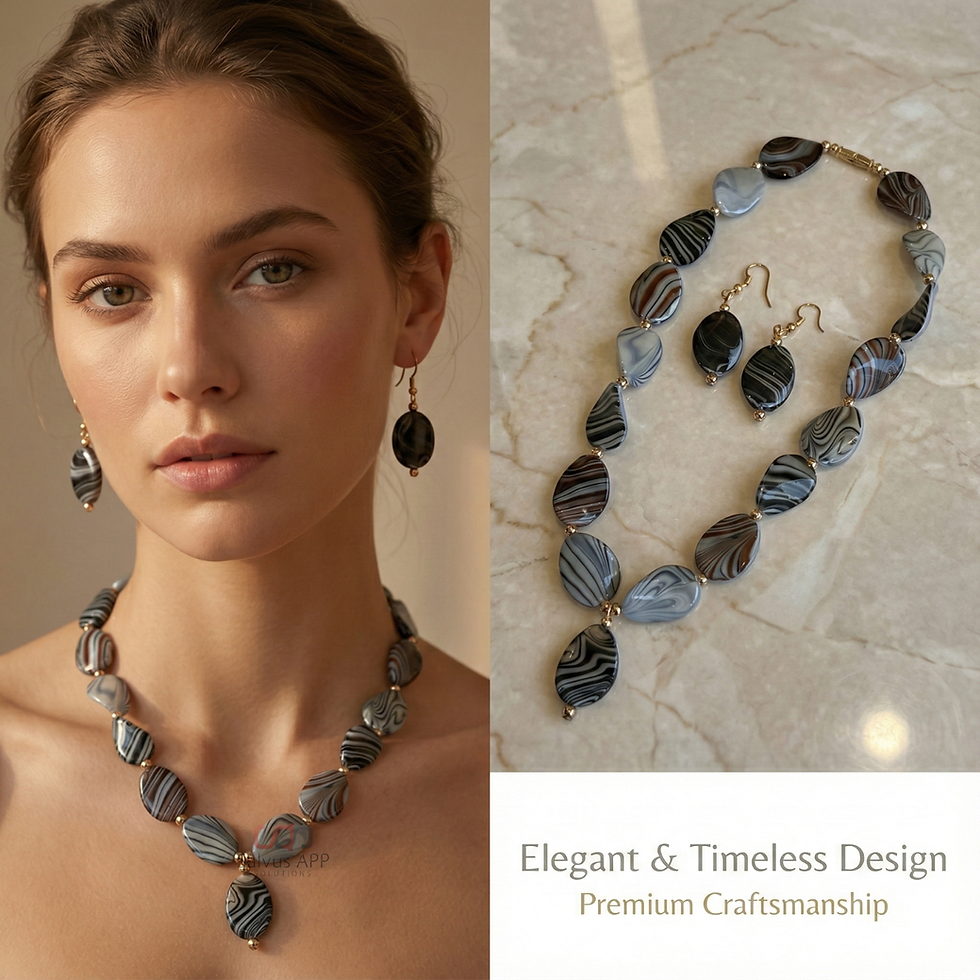 Thumbnail: Onyx Marble Stylish Multi Stone Necklace With Earrings Set