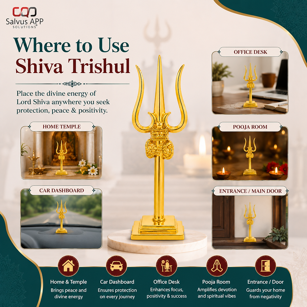 Thumbnail: Salvus APP SOLUTIONS Brass Trishul with Damru on Stand
