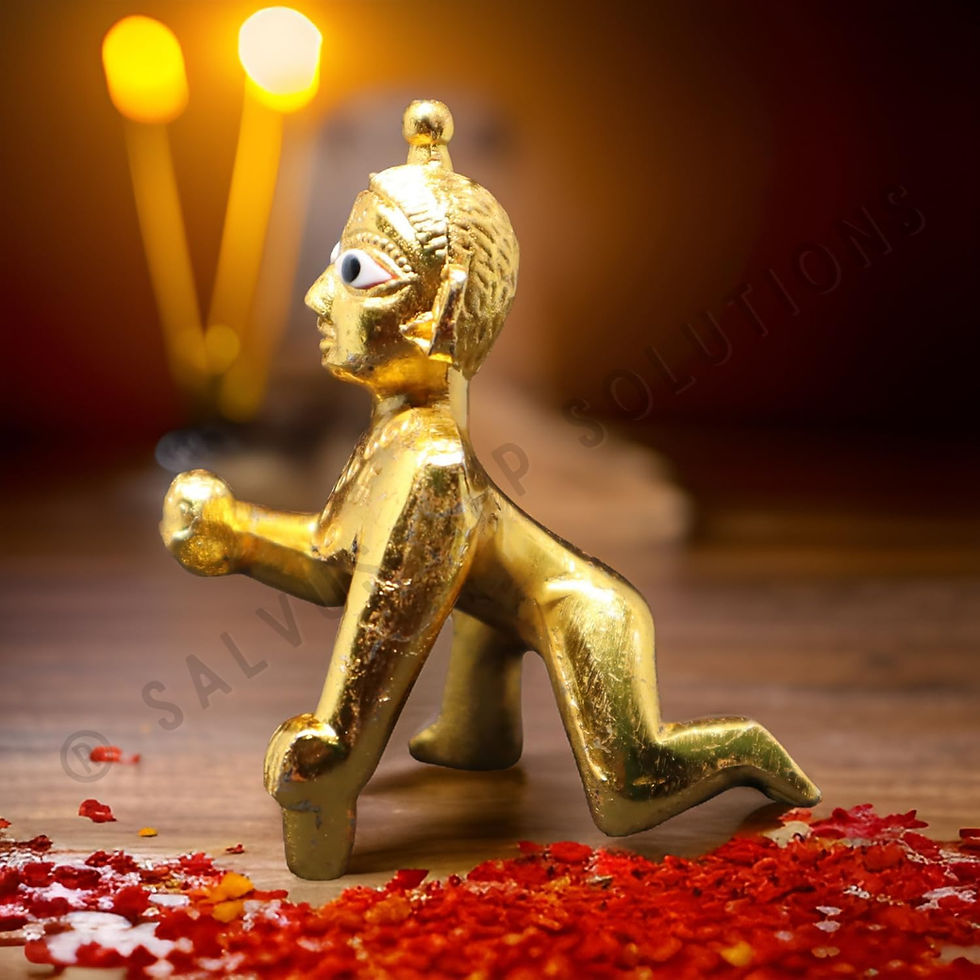 Thumbnail: Salvus APP SOLUTIONS Handmade Metal Miniature Laddu Gopal Statue (Golden)