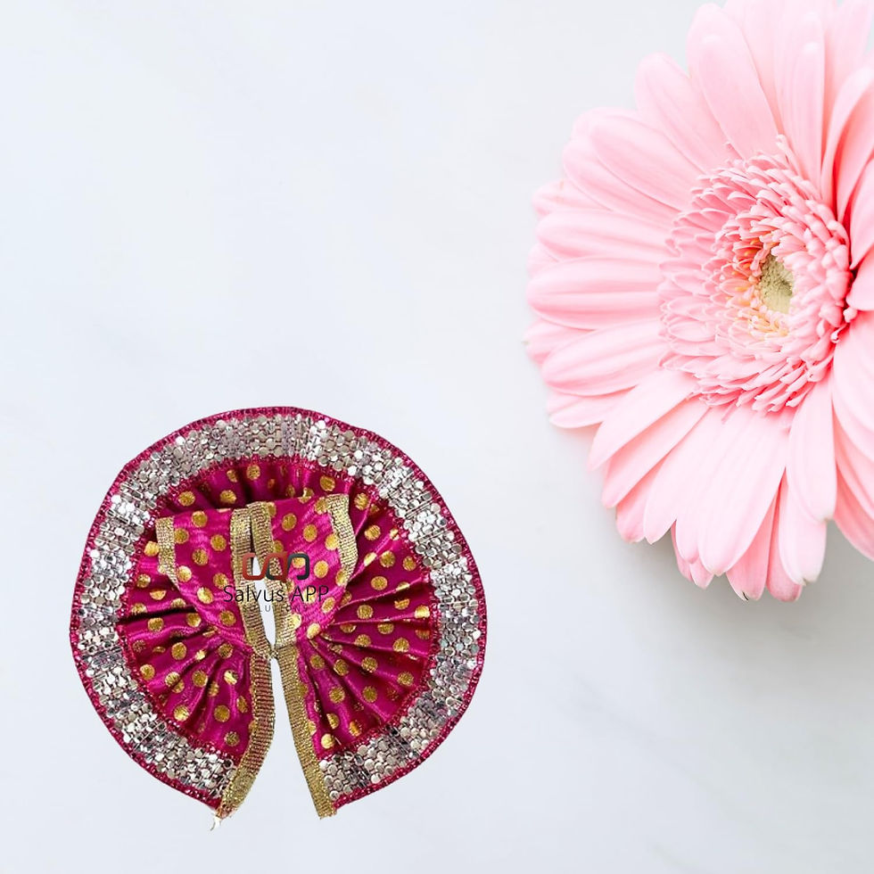 Thumbnail: Salvus App SOLUTIONS Fabric Golden-Pink Laddu Gopal Poshak/Dress (13cm)