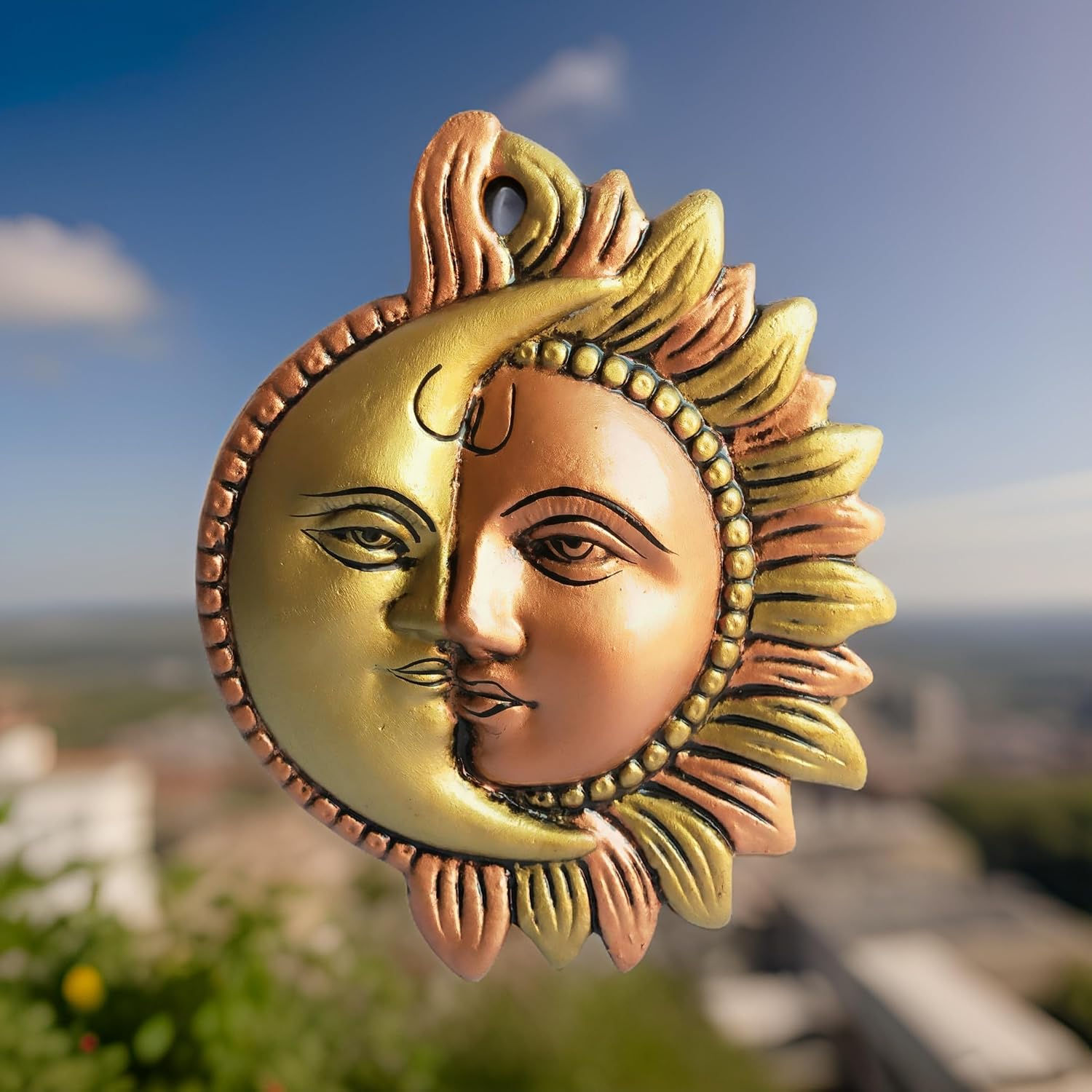 Salvus App SOLUTIONS Wall Hanging Half Surya (Sun) and Chandrama (Moon) face