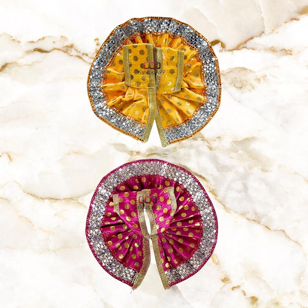 Thumbnail: Salvus App SOLUTIONS Handmade Laddu Gopal Poshak, Set of 2 (Pink & Yellow, 13cm)