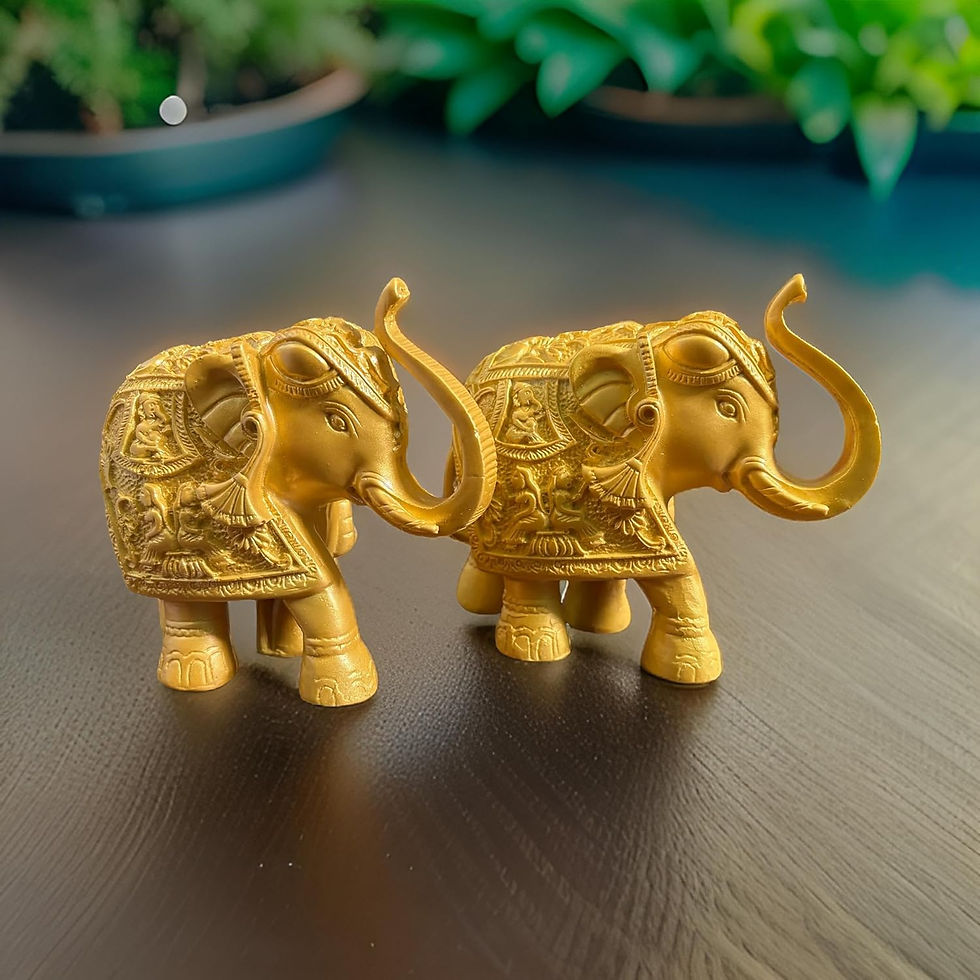 Thumbnail: Salvus APP SOLUTIONS Marble Dust Elephant Showpiece, 2-Pc (Golden_5.5x4.5 Inch)