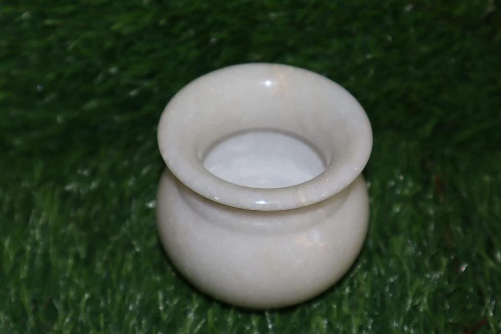 Thumbnail: Salvus App SOLUTIONS Handmade White Pure Marble Lota for Pooja (2.5x3 inch)