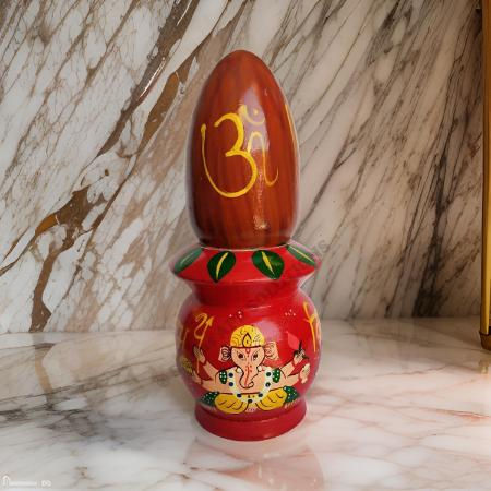 Thumbnail: Salvus APP SOLUTIONS Wooden Sindoor Box with Ganesh Print & OM (Red_3x9 Inch)