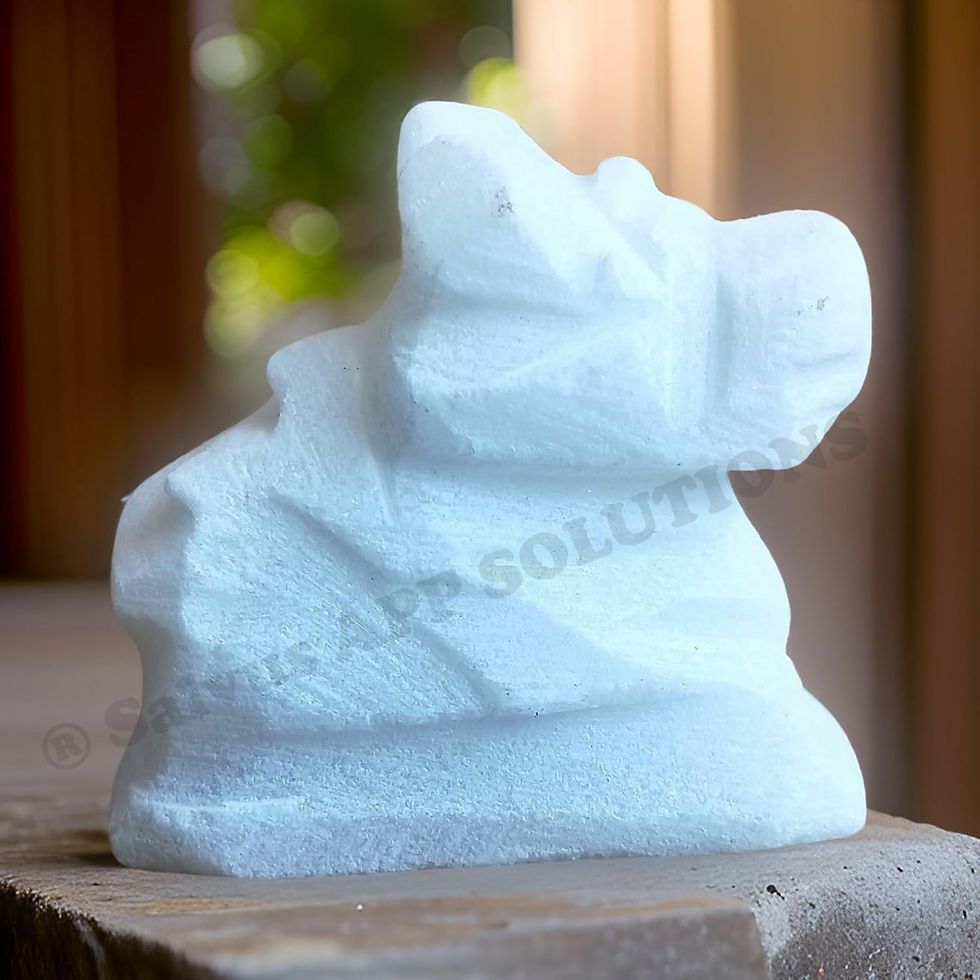 Thumbnail: Salvus App SOLUTIONS Beautiful White Marble Nandi Idol for Pooja,(3x2x3.5 cm)