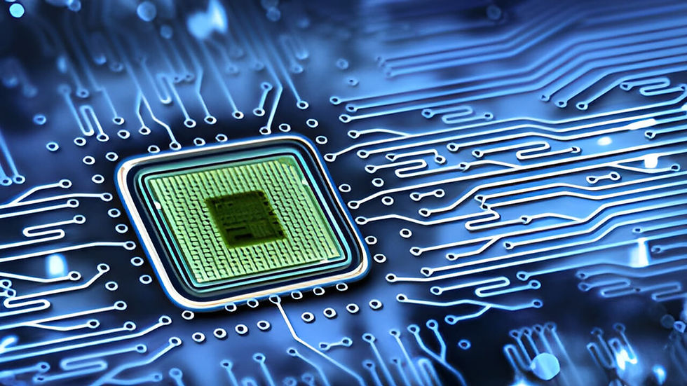 blue semiconductor with green interior