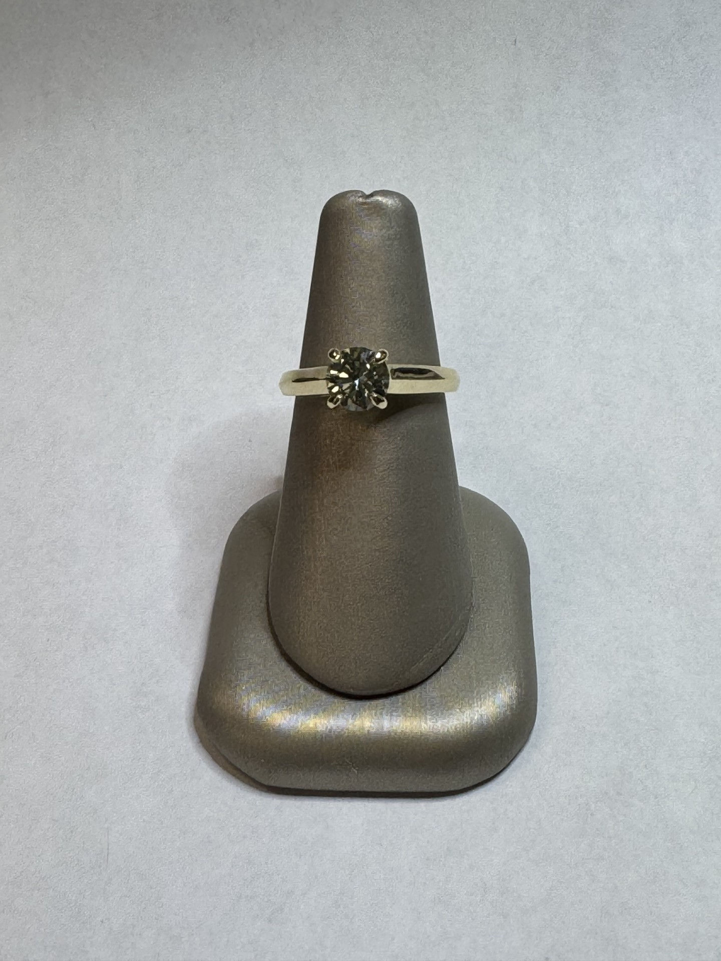 A 14K Yellow Gold Chevron/Knife Edge Cathedral Engagement Ring