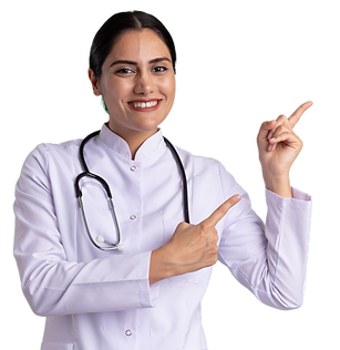 1 happy-young-woman-doctor-medical-coat-with-stethoscope-looking-front-with-smile-face-poi
