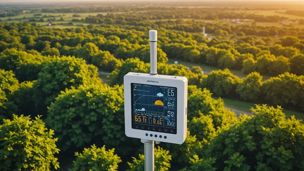 High angle view of a digital weather station