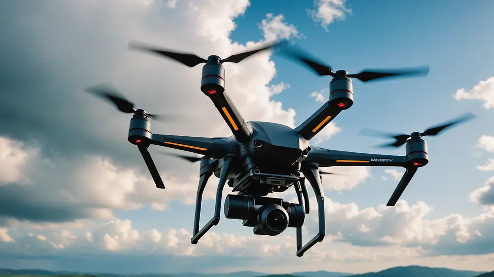 Close-up view of a weather drone in flight