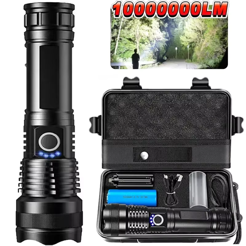 Rechargeable Led High Power Tactical Flashlight Aluminum Alloy Telescopic ZoomTo