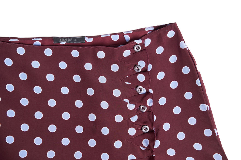 Thumbnail: Prada S/S2000 Polka Dot Burgundy Skirt
