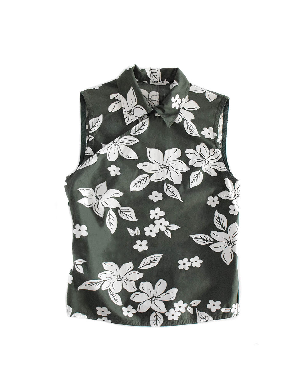 Thumbnail: Miu Miu S/S2003 Floral Top in Dark Green