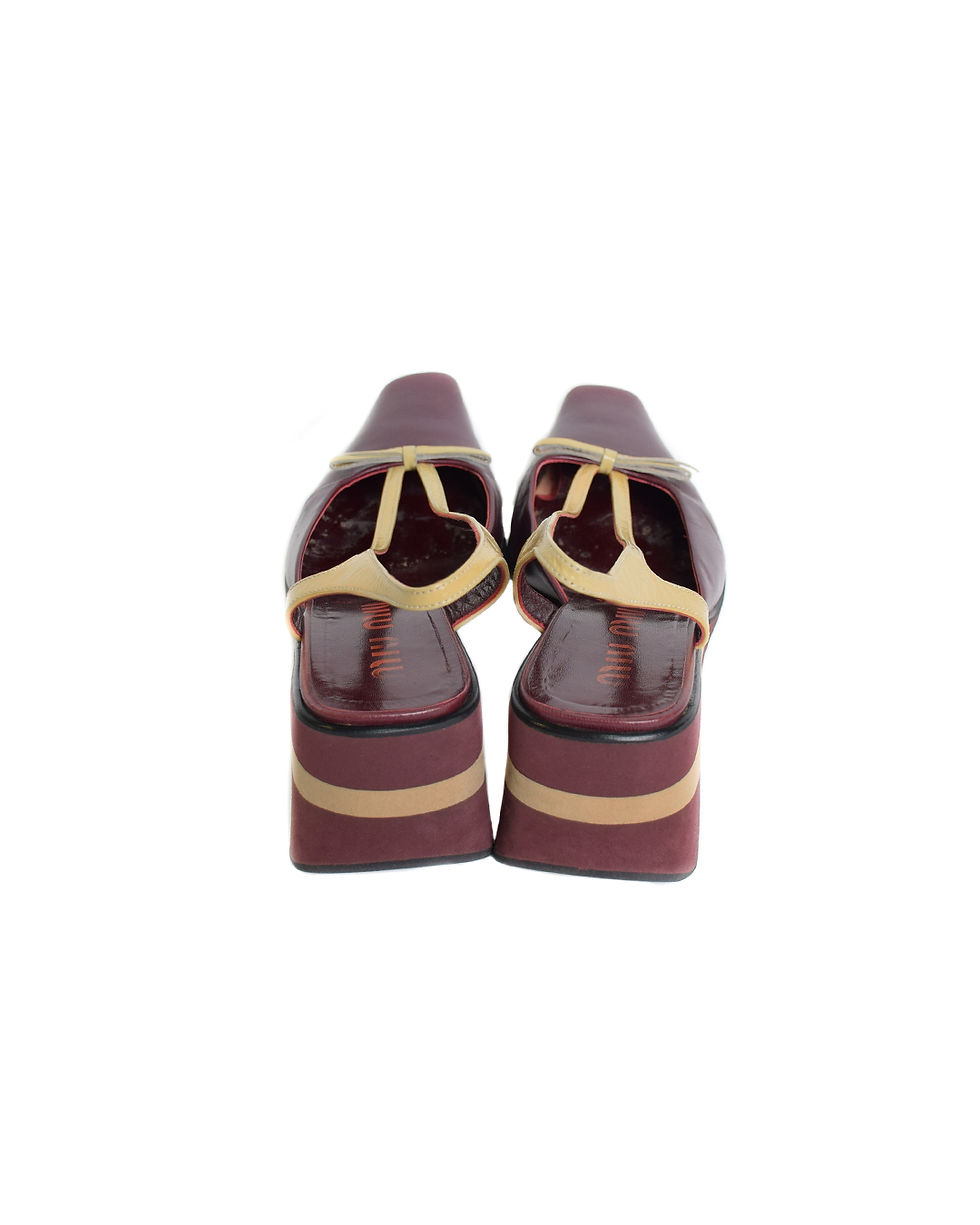 Thumbnail: Miu Miu S/S2000 Platform Sandals in Burgundy