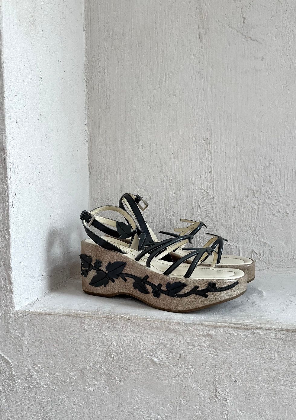 Thumbnail: Prada S/S1997 Vine Leaf Platform Sandals