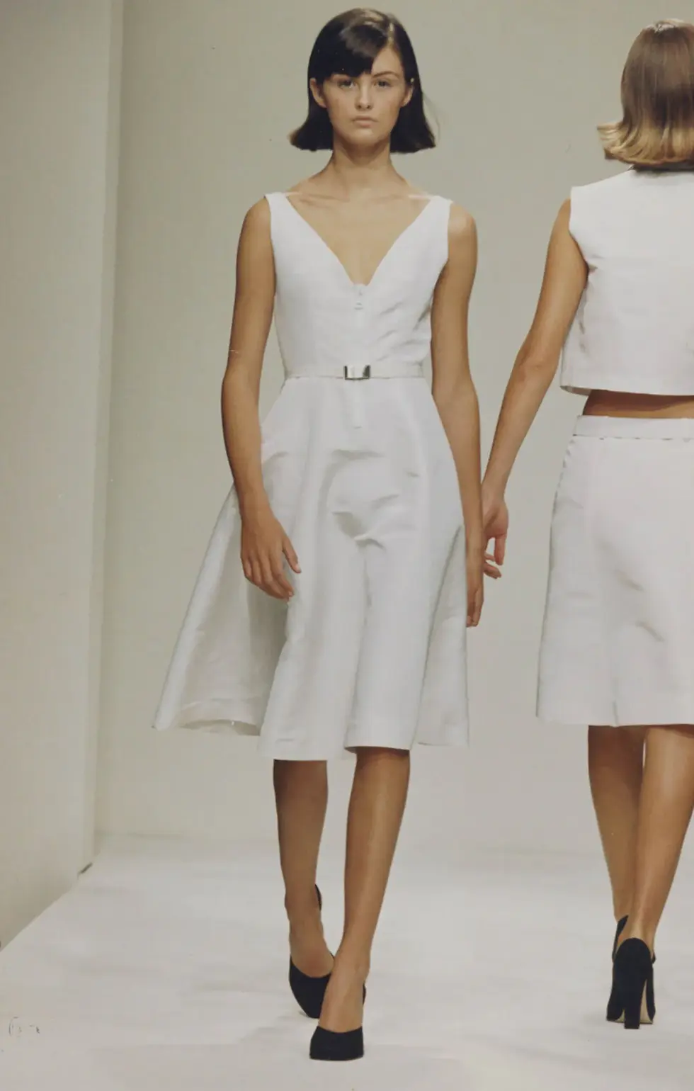 Thumbnail: Prada 1995 White Belted Dress