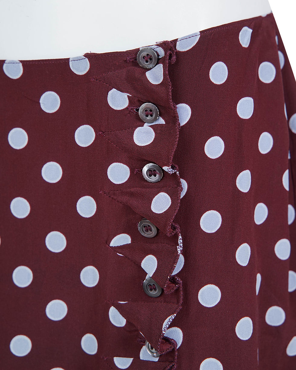 Thumbnail: Prada S/S2000 Burgundy Polka Dot Skirt