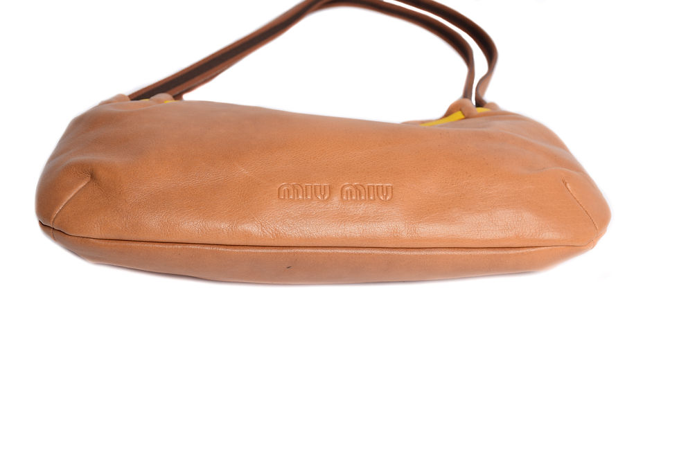 Thumbnail: Miu Miu S/S1999 Mini Leather Bag in Brown/Yellow