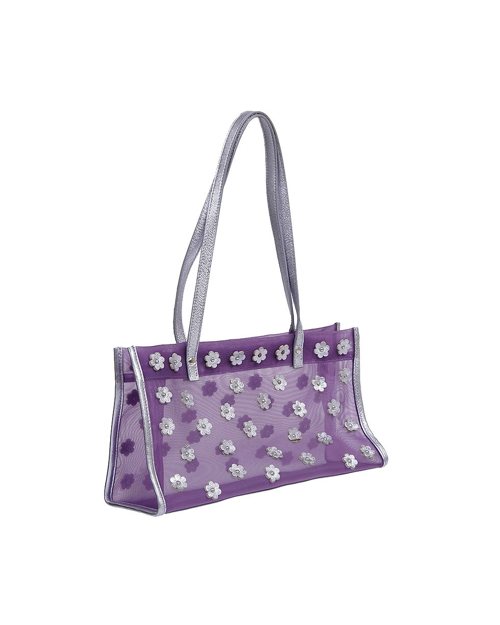Thumbnail: Miu Miu S/S2000 Flower Cut Out Purple Mesh Bag (not for sale)