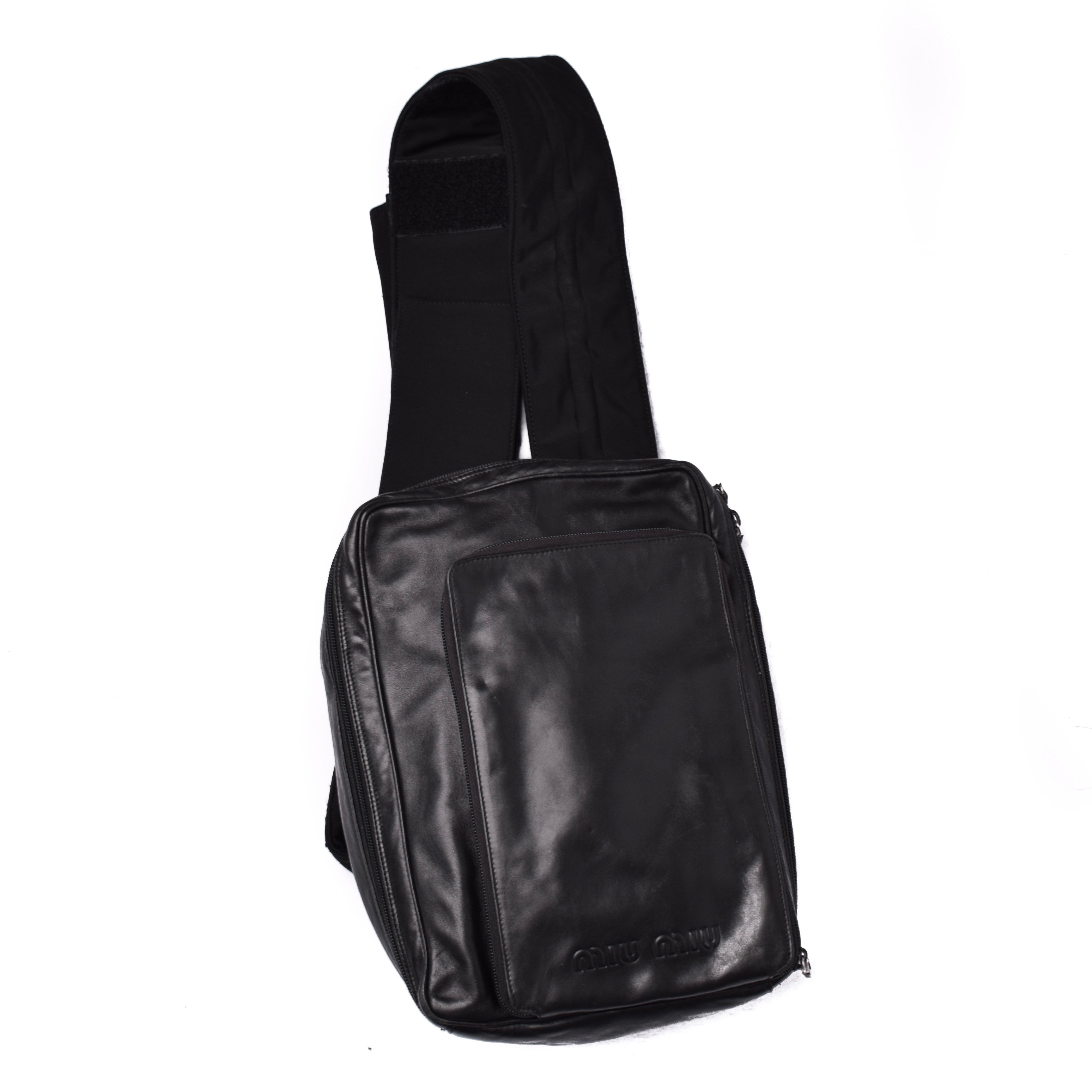 Miu Miu S/S1999 Black Leather Crossbody Bag 