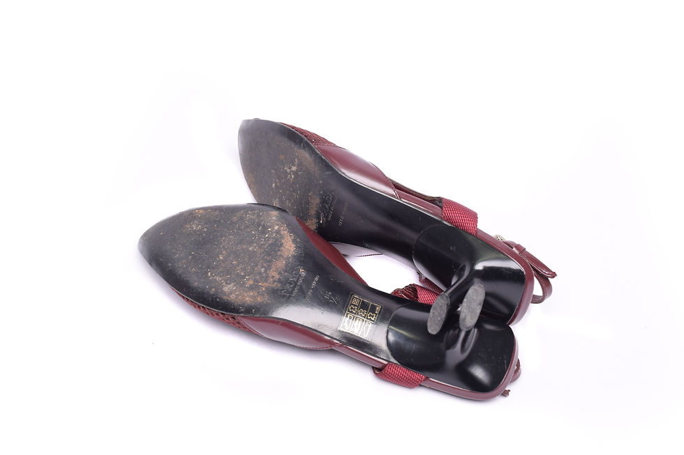 Thumbnail: Prada SS2000 Mesh Heels in Burgundy