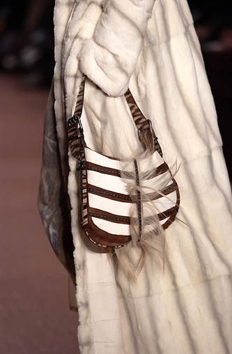 Thumbnail: Fendi F/W2002 Suede Oyster Fur Bag