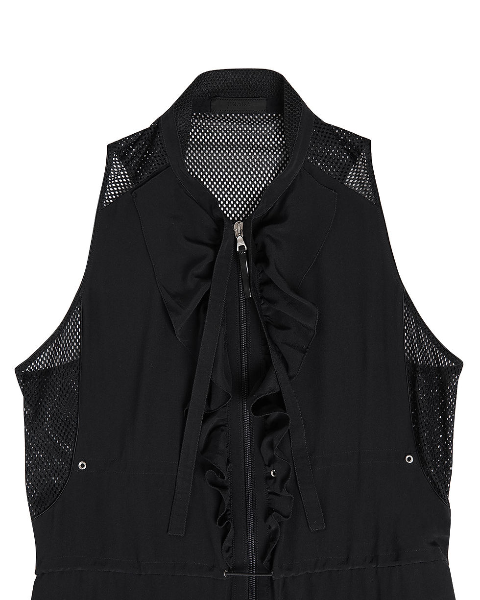Thumbnail: Prada S/S2000 Silk Ruffle Trim Dress in Black