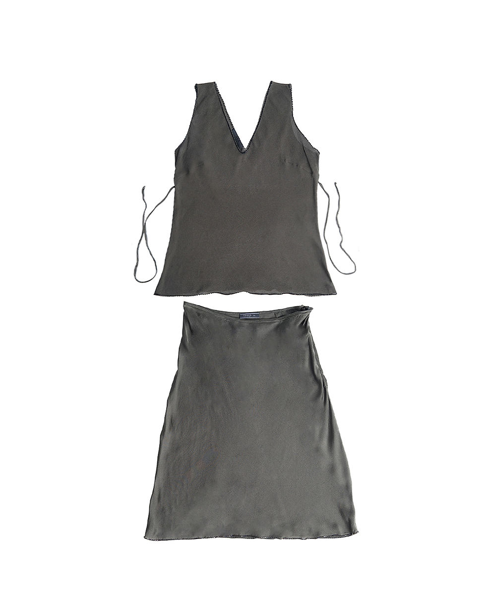 Thumbnail: Prada F/W1997 Silk Top + Skirt Set