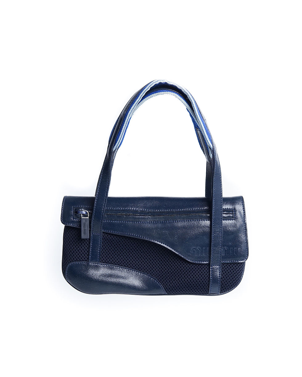 Thumbnail: Miu Miu S/S2000 Mini Mesh Leather Bag in Navy