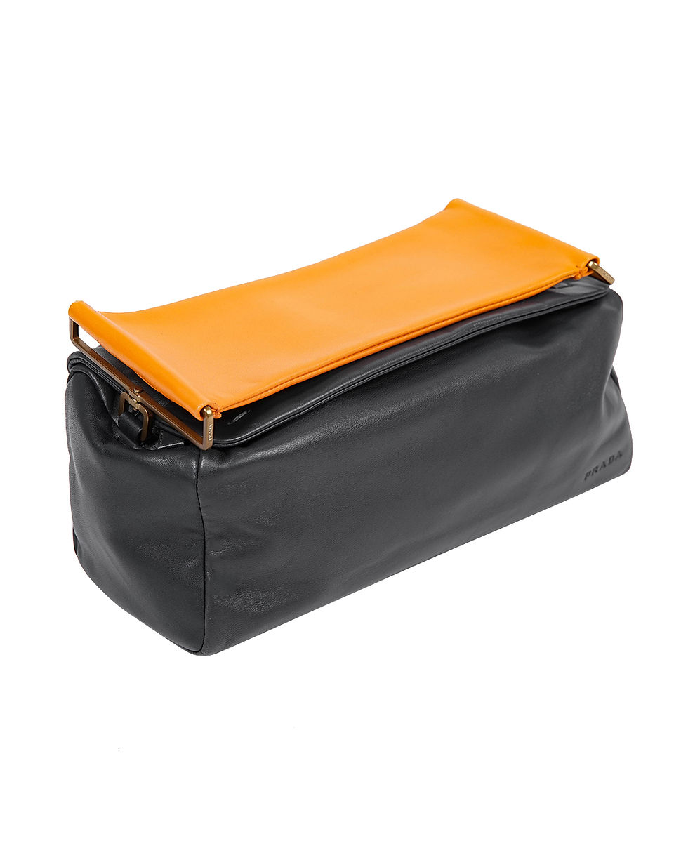 Thumbnail: Prada S/S2001 Leather Rectangle Bag in Black/Orange
