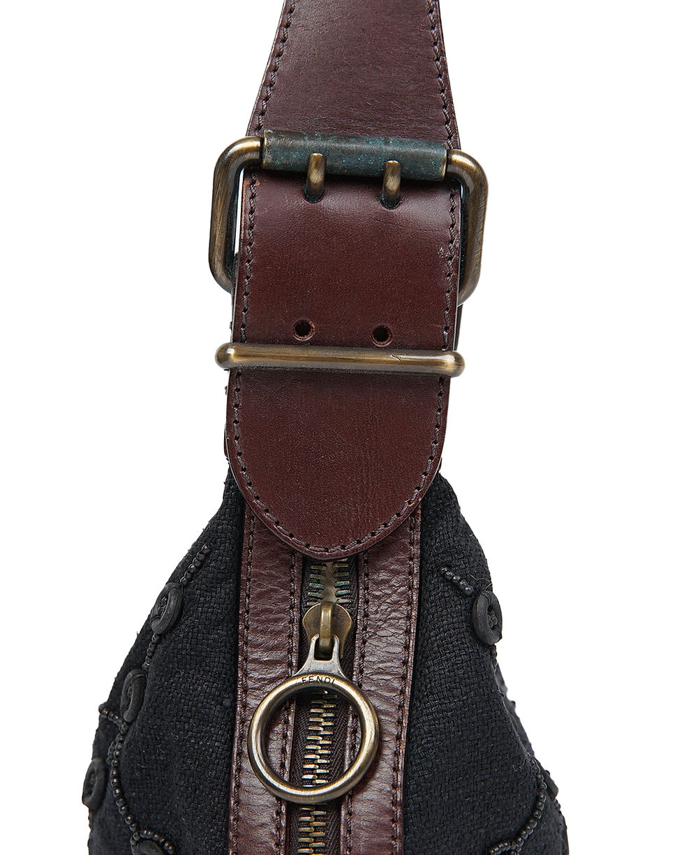 Thumbnail: Fendi F/W2002 Oyster Black Embroidery Bag