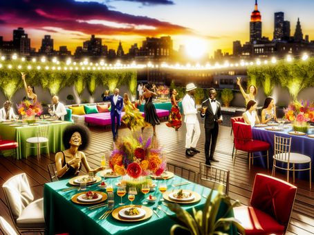 A vibrant rooftop party in Brookefield, Bangalore, showcasing bohemian decor and a lively atmosphere.