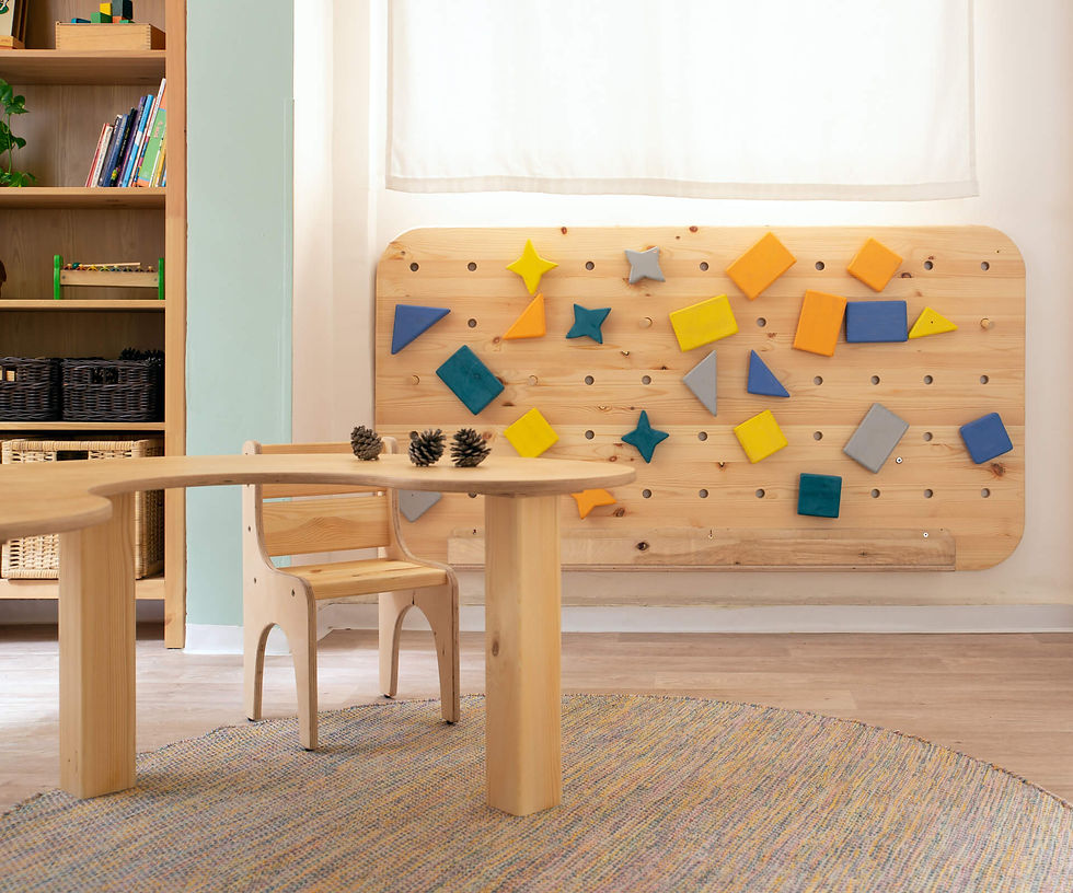 צילום עיצוב פנים גן אנתרופוסופי - לוח עץ על הקיר