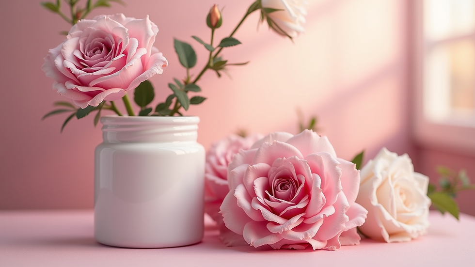 Plano cercano de rosas lilas y blancas frescas en un jarrón