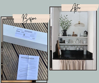 IKEA hack shelves a DIY coffee station in the kitchen