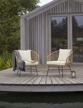 decking area in sloped garden