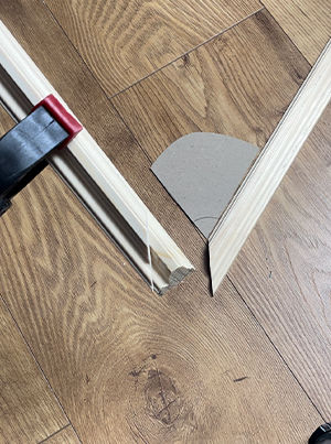 using wall panelling as template to cut other pieces