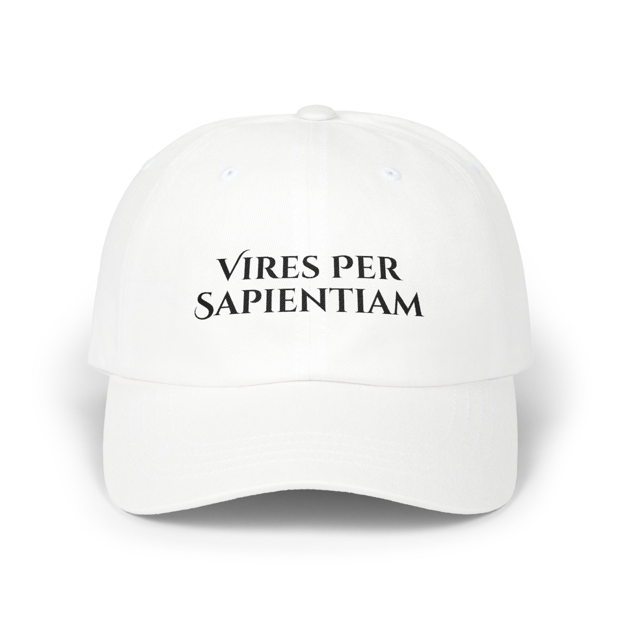 Classic Dad Cap — "Vires Per Sapientiam" Embroidered Latin Motto Hat