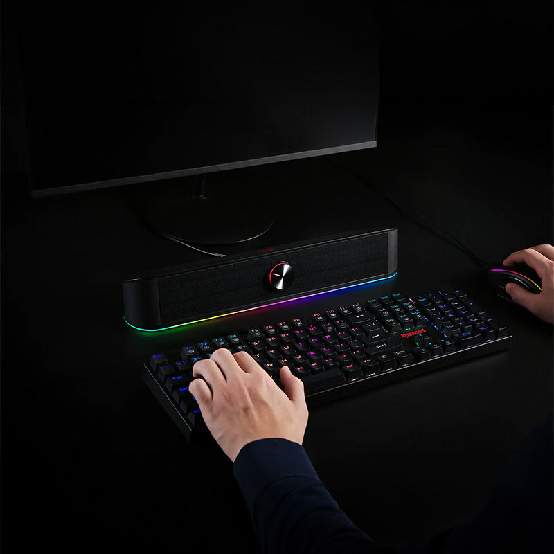 Thumbnail: REDRAGON 2.0 Sound Bar ADIEMUS 2 x 3W RGB USB|Aux PC Gaming Speaker - Black