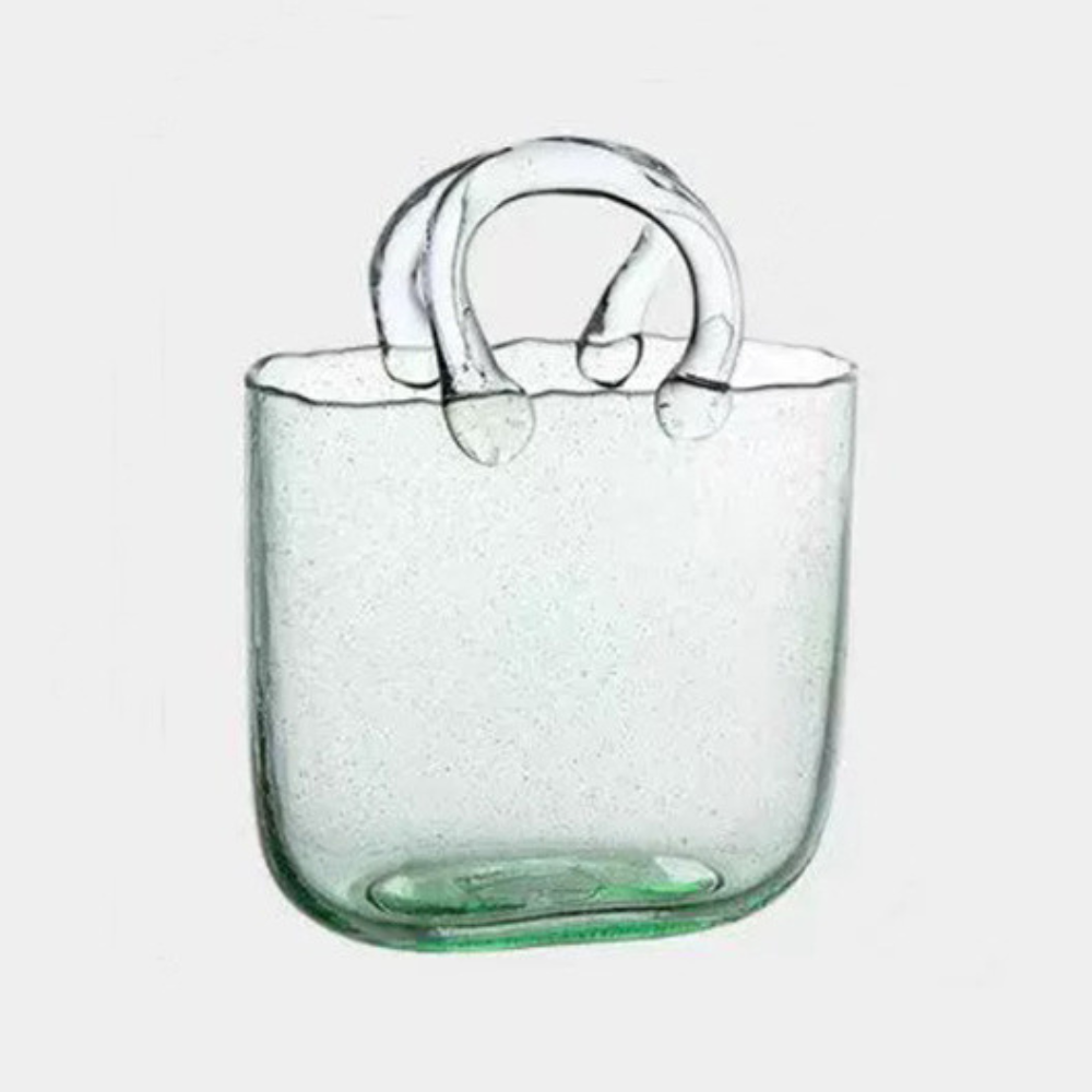 Γυάλινο βάζο σε σχήμα τσάντας πράσινο