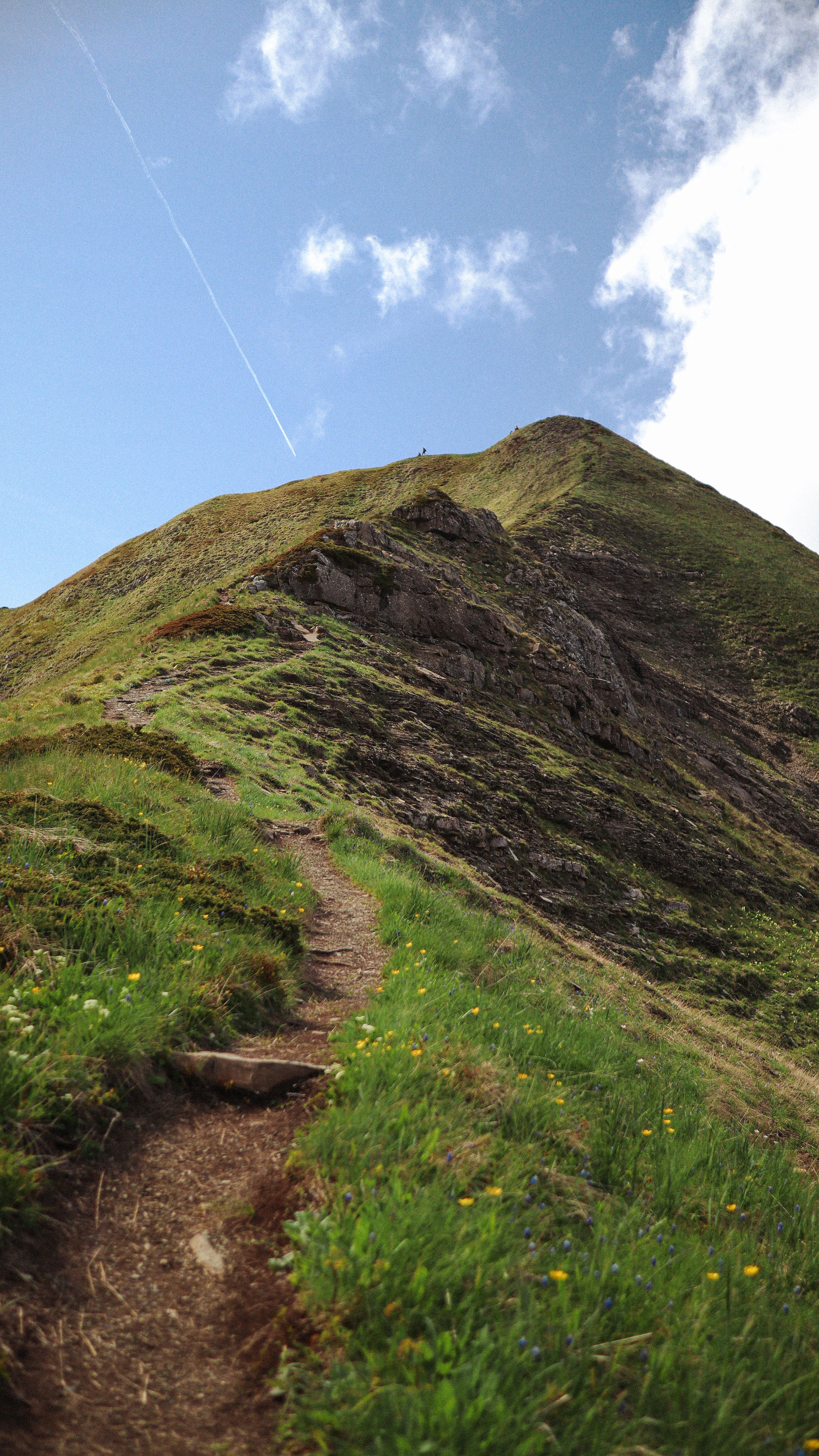 Bergkam richting de bergtop