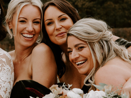 bridesmaids laughing