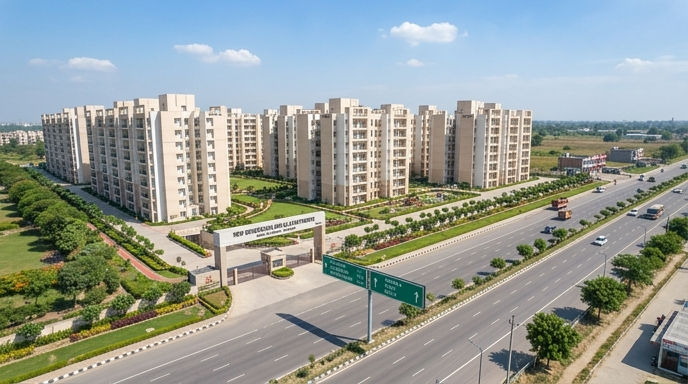 Clean and simple apartment blocks of Maple Apartments on Ambala Highway.