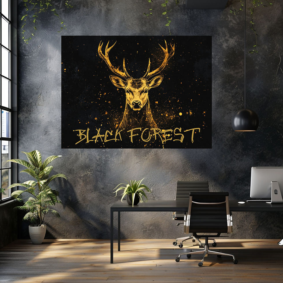 Miniaturbild: Goldener Hirsch auf hochwertiger Leinwand – Black Forest Style