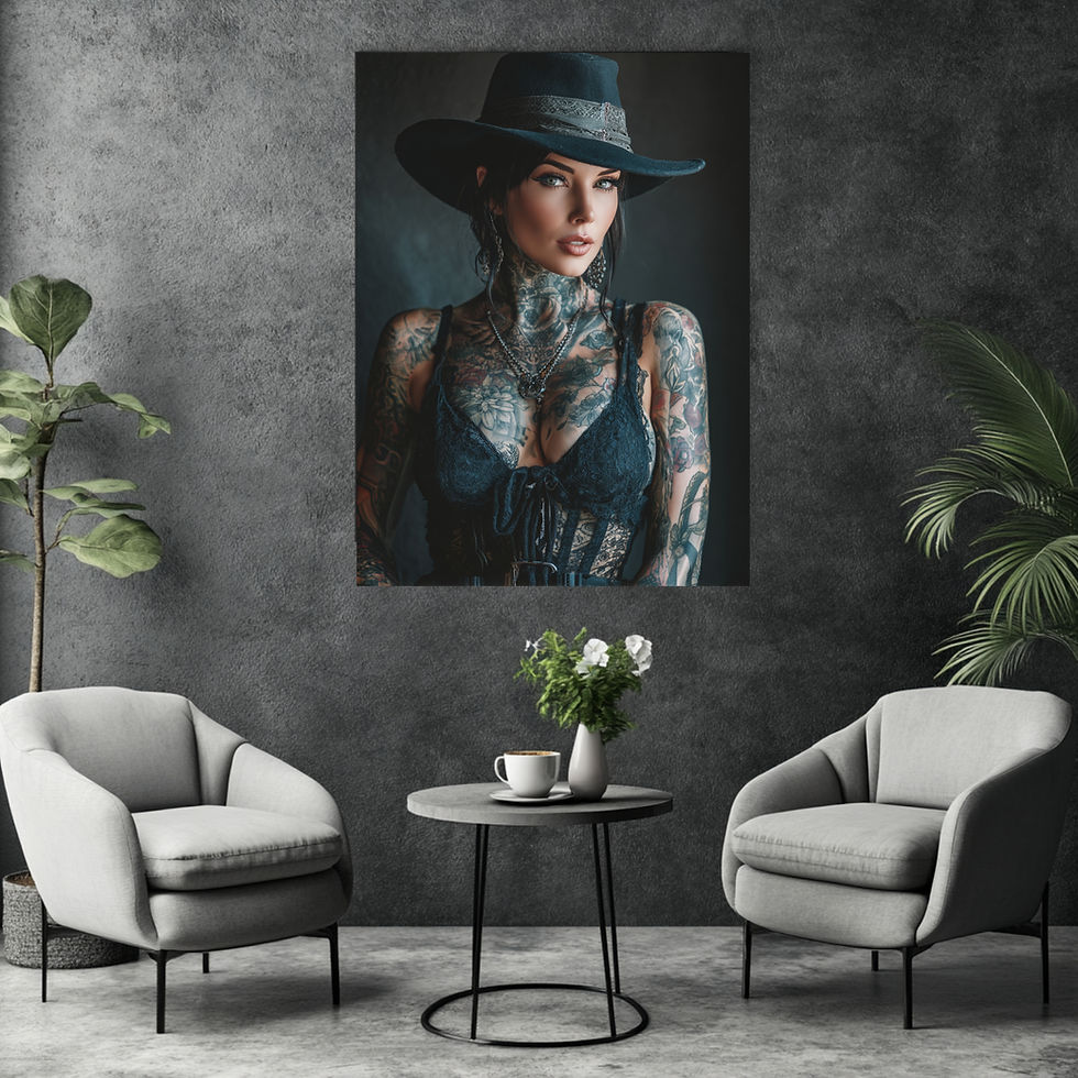 Miniaturbild: Poster einer rebellischen Frau mit Tattoos & modernem Stil