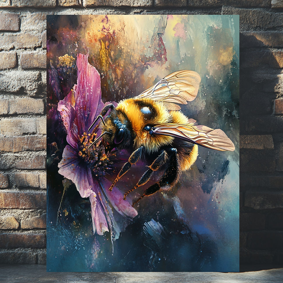 Hochwertiges Poster mit Hummel-Motiv und sanften Farbübergängen, ideal für jedes Zimmer.